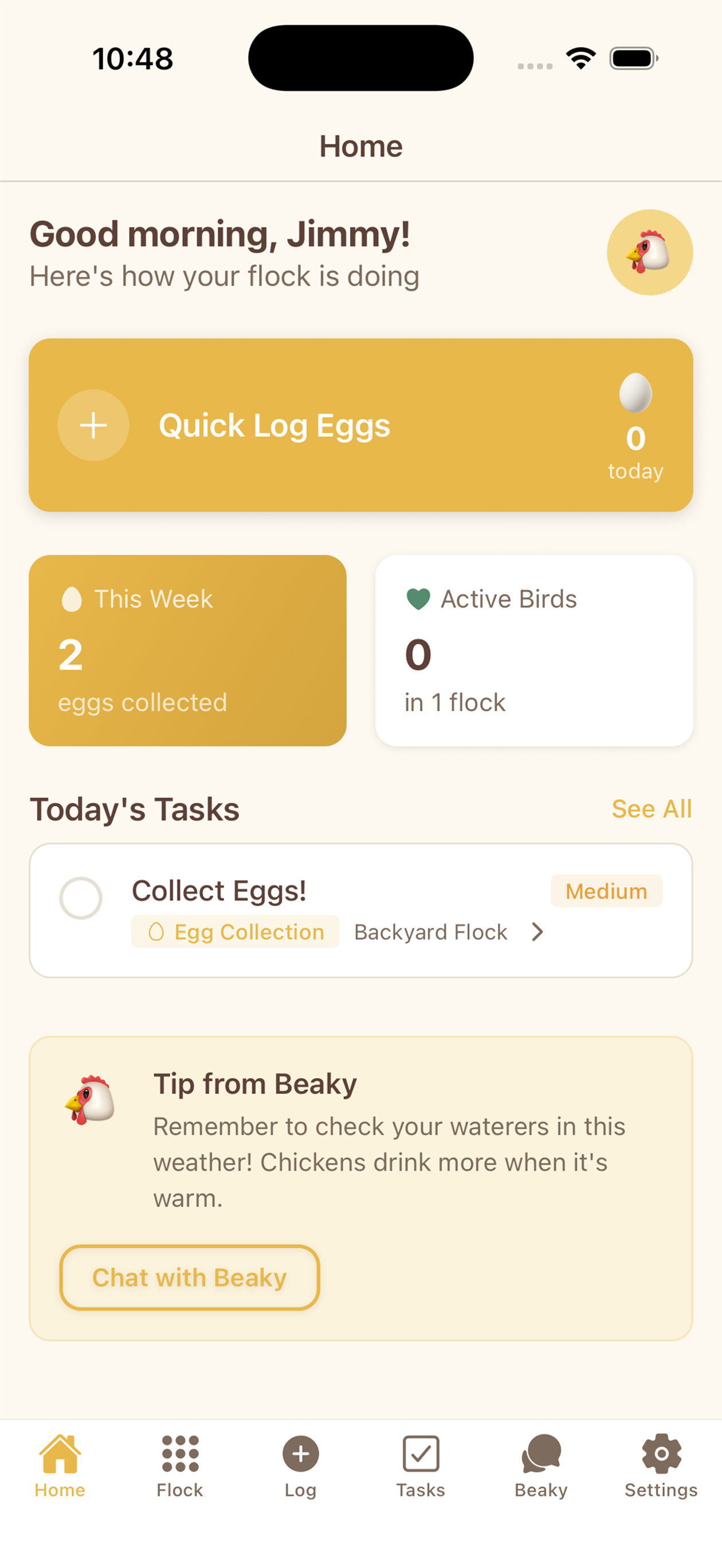 Roostmate App Home Screen